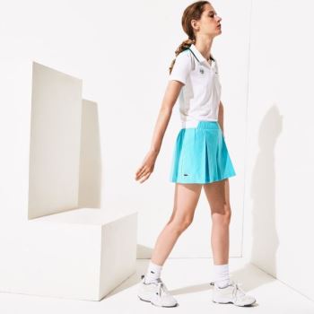 Lacoste SPORT Roland Garros Culotte Skirt Dámské - Sukně Tyrkysové / Bílé / Zelene | CZ-fPcZPv